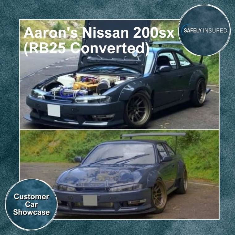 An image of Aaron's Nissan - one of the modified cars insured by Safely Insured featured in the Customer Car Flashback Blog.