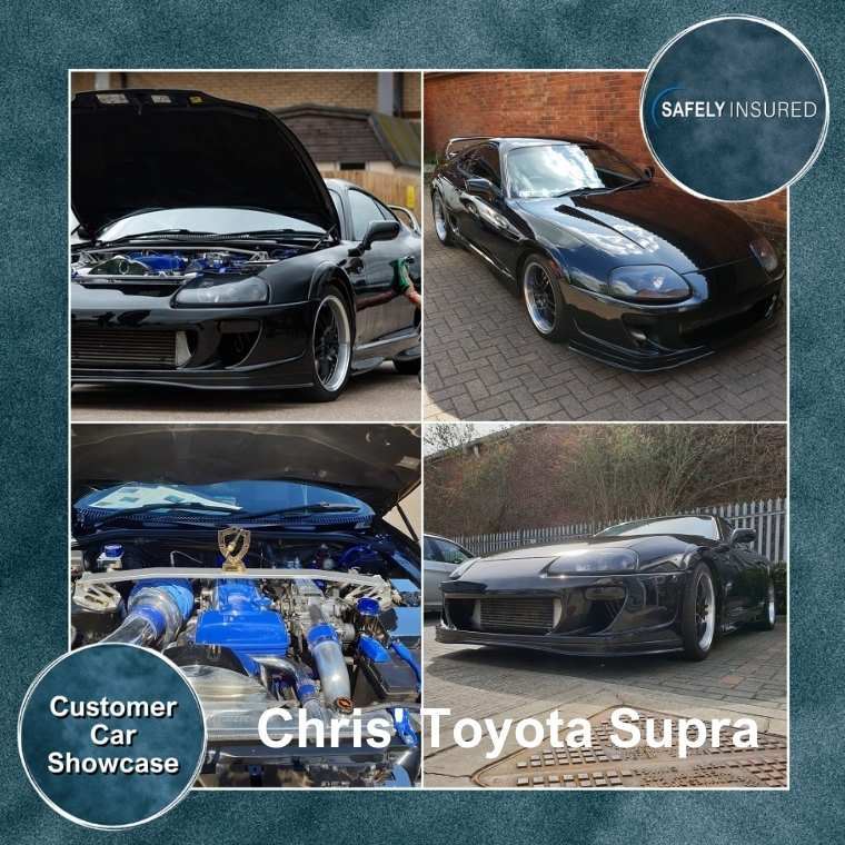 An image of Chris' Toyota Supra - one of the modified cars insured by Safely Insured featured in the Customer Car Flashback Blog.