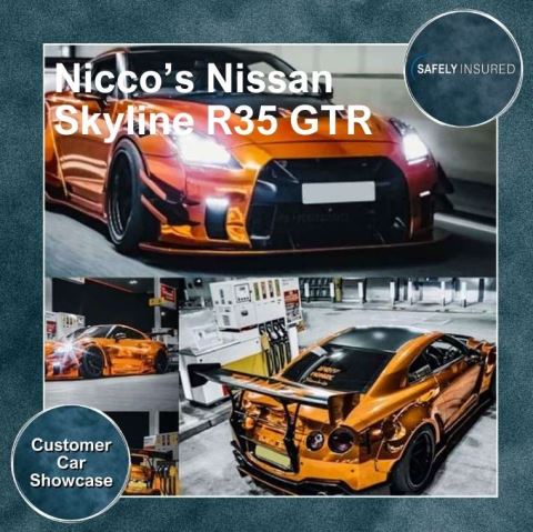 An image of an orange Nissan Skyline